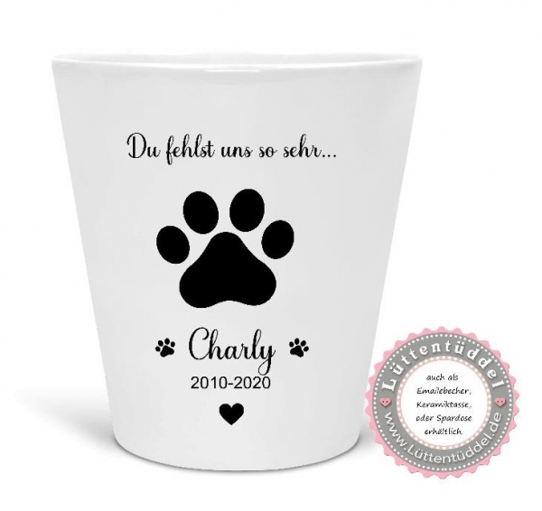 Trauerkerze Keramik Erinnerungslicht Gedenklicht Hund Pfote Teelichthalter Teelicht Kerzenlicht Grablicht Kerze Sternenkind Lüttentüddel®